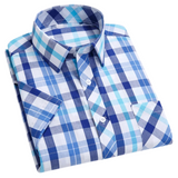 Camisa de algodão de manga curta axadrezada