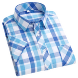Camisa de algodão de manga curta axadrezada