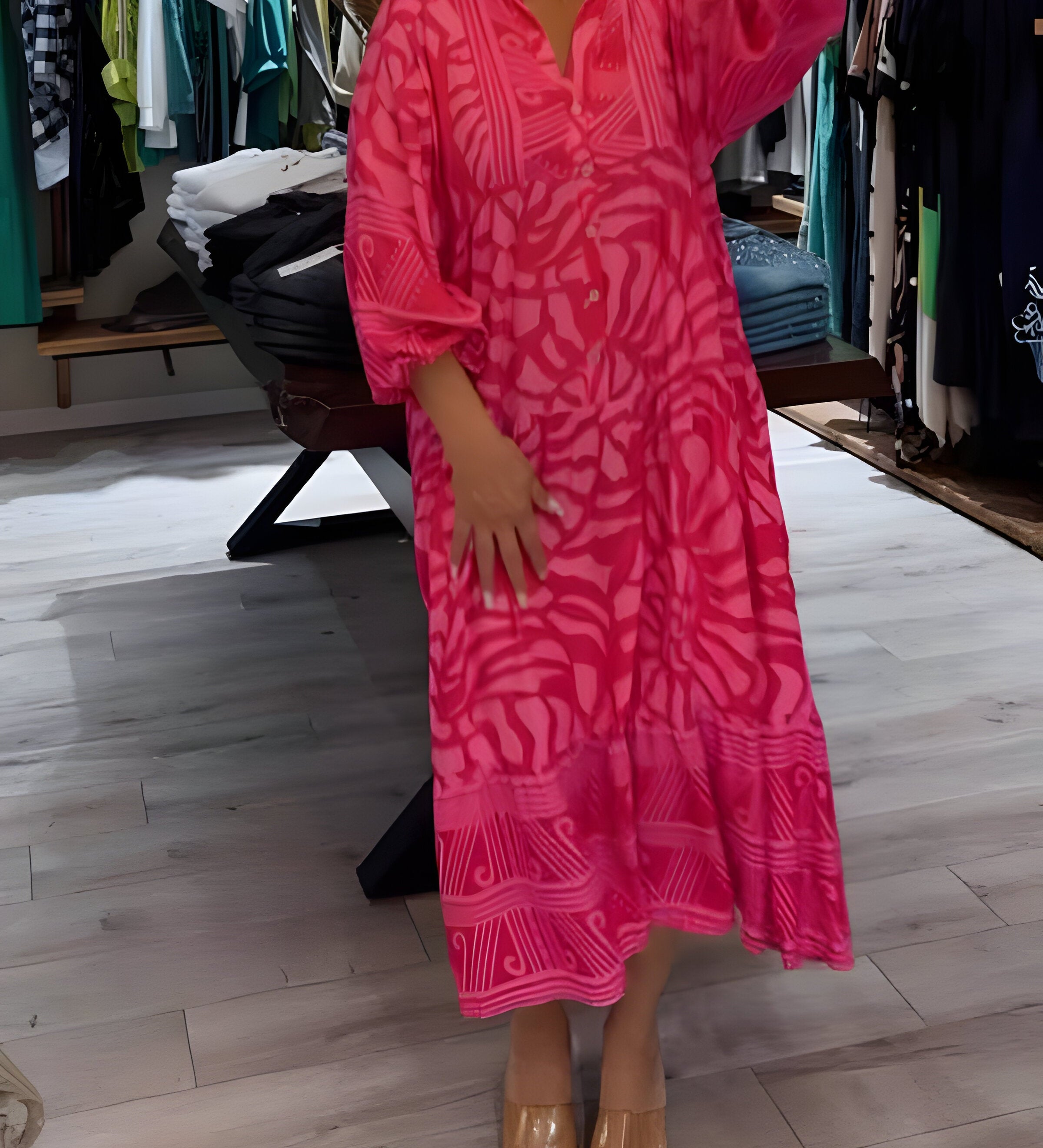 Inge™ | Vestido estampado com decote em V