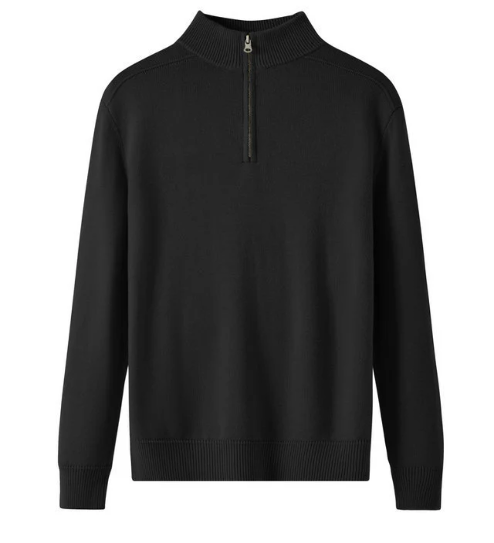 Camisola com fecho de correr em lã Merino Capri