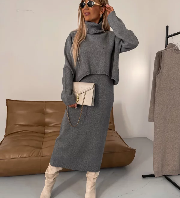Nicole - Conjunto de malha outono/inverno para mulher