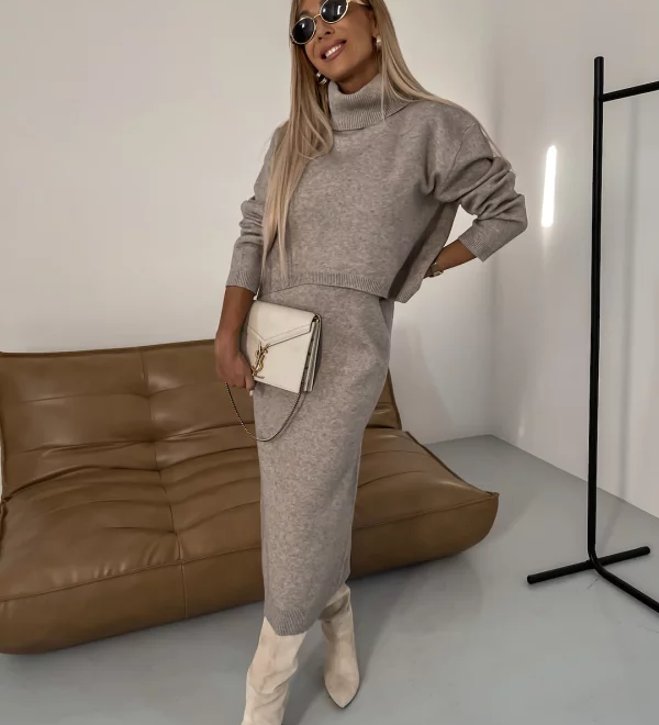 Nicole - Conjunto de malha outono/inverno para mulher