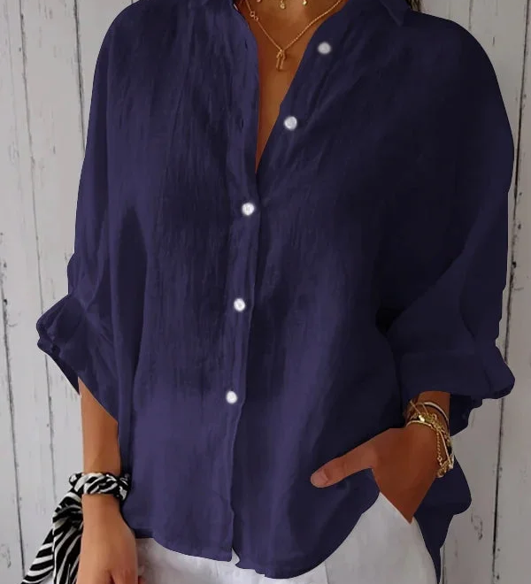 Claudia - Camisa com nós em algodão e linho