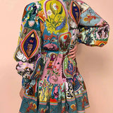 Tamara - Vestido estampado com rendas