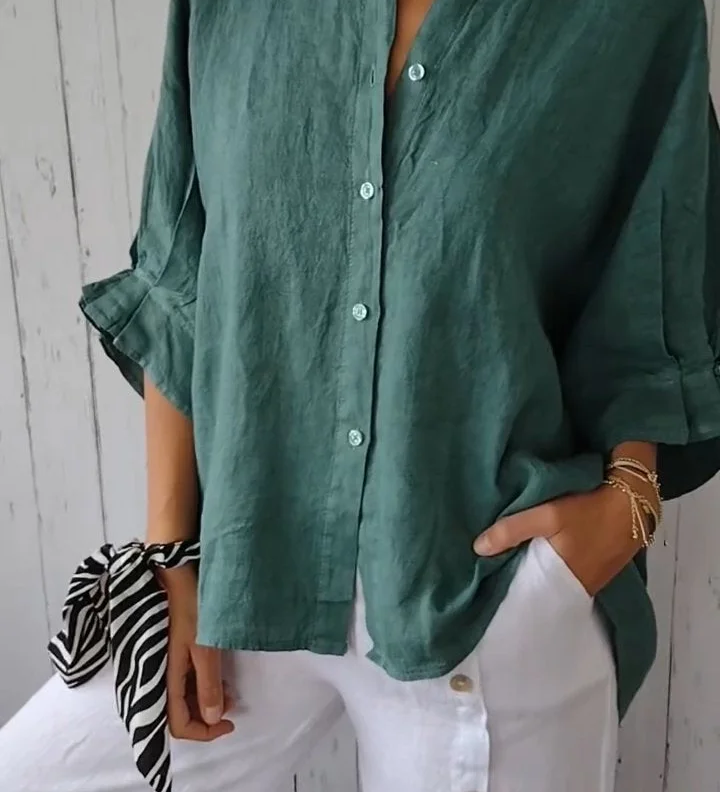 Claudia - Camisa com nós em algodão e linho