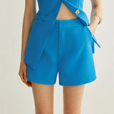 Button Vest With Shorts Set