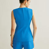 Button Vest With Shorts Set