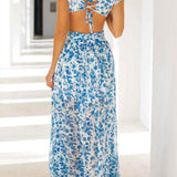 Isadora™ | Vestido longo com recorte e mangas franzidas