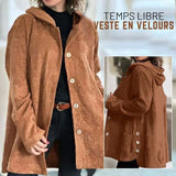 Jaqueta casual de veludo com capuz para o outono