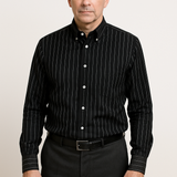 Camisa elegante de algodão às riscas