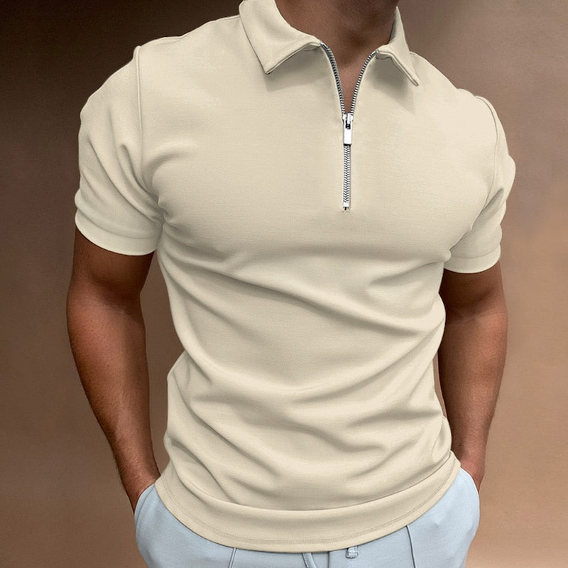 Camisa pólo com fecho