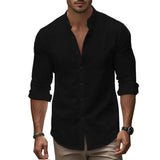 Camisa casual de verão em algodão e linho