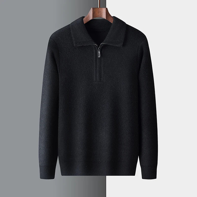 Camisola elegante de caxemira com fecho