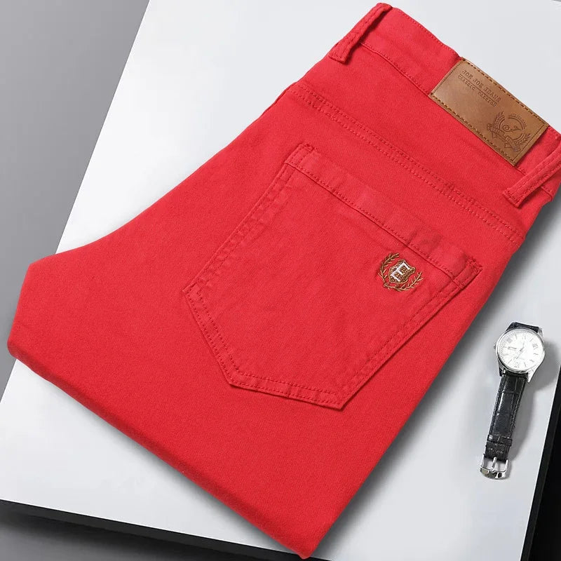 Calças de ganga elegantes em denim elástico