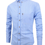 Camisa de algodão xadrez elegante