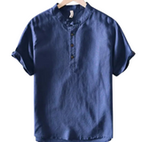 Camisa de manga curta em linho de algodão
