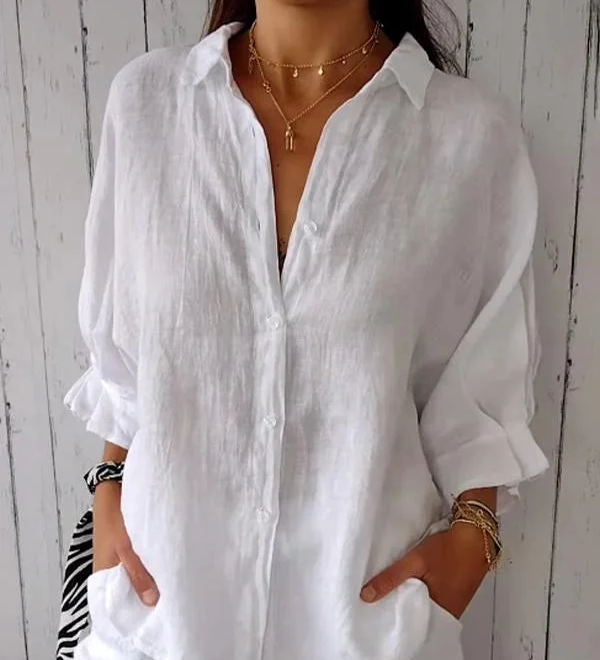 Claudia - Camisa com nós em algodão e linho