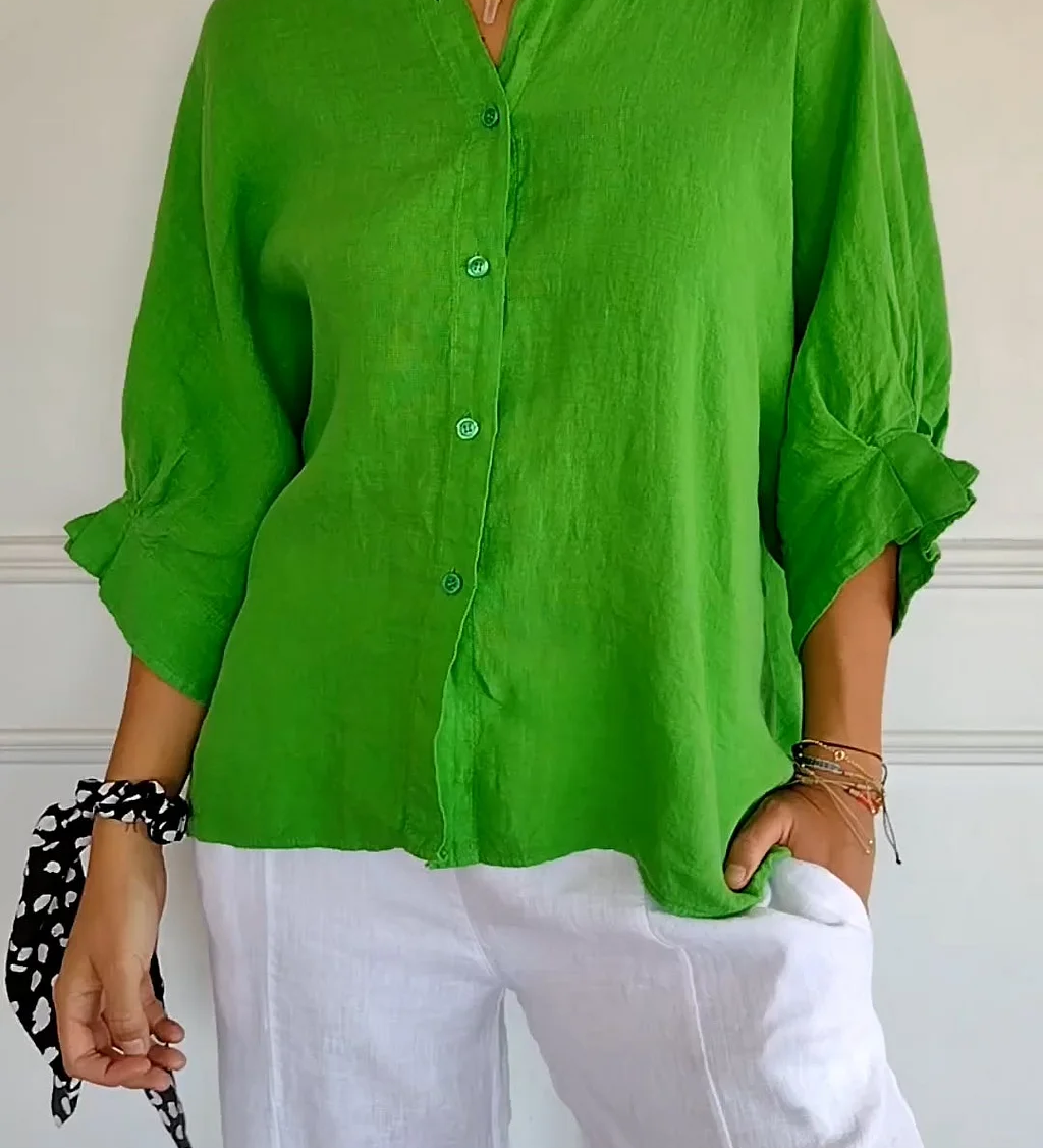 Claudia - Camisa com nós em algodão e linho