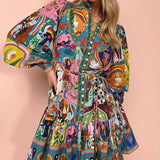Tamara - Vestido estampado com rendas
