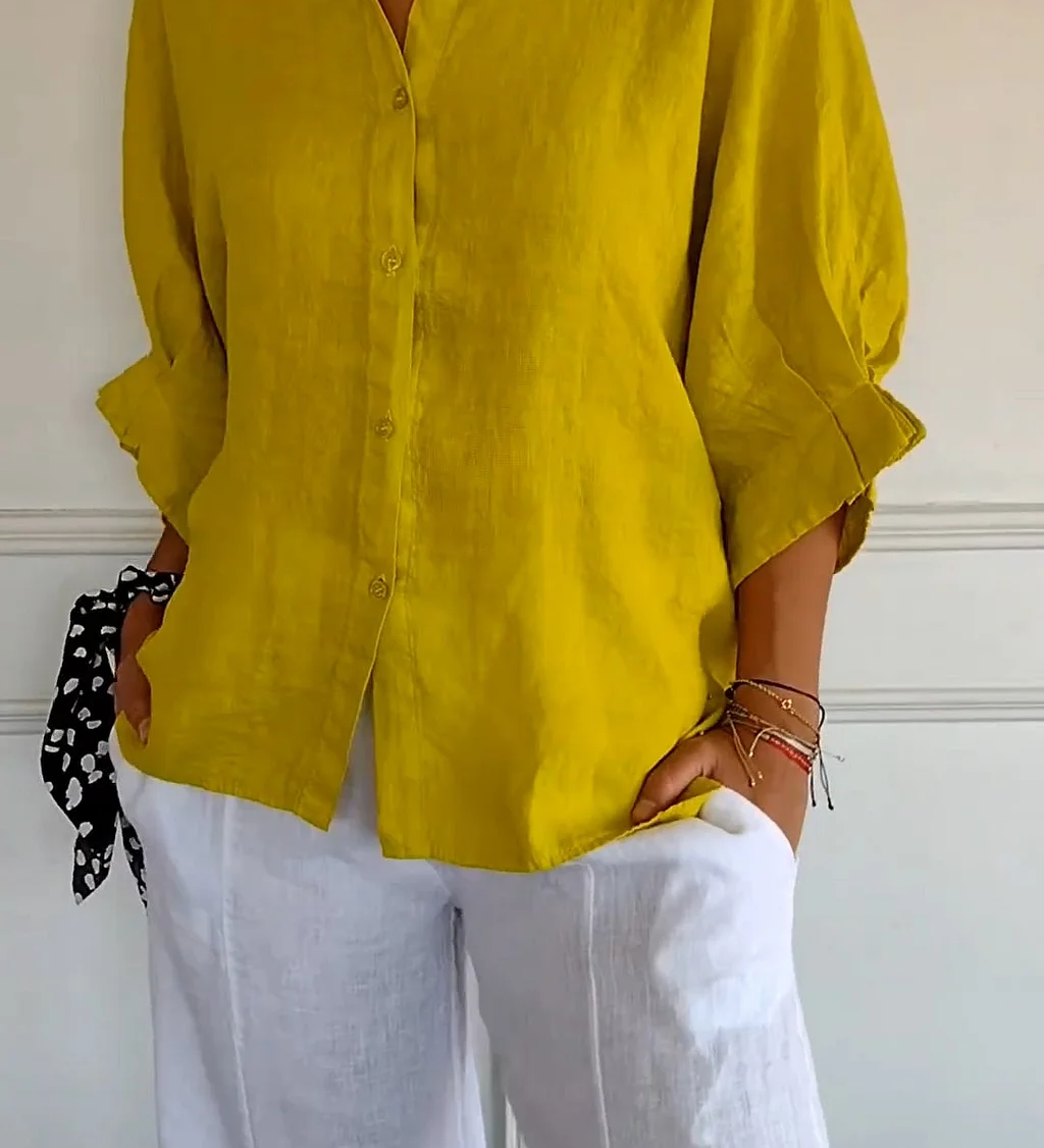 Claudia - Camisa com nós em algodão e linho