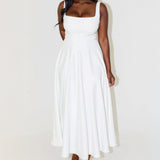 NOMI™ | Vestido midi com decote quadrado