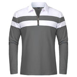 Camisola elegante com fecho de correr às riscas