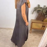 Vestido Simples Plissado Sem Mangas